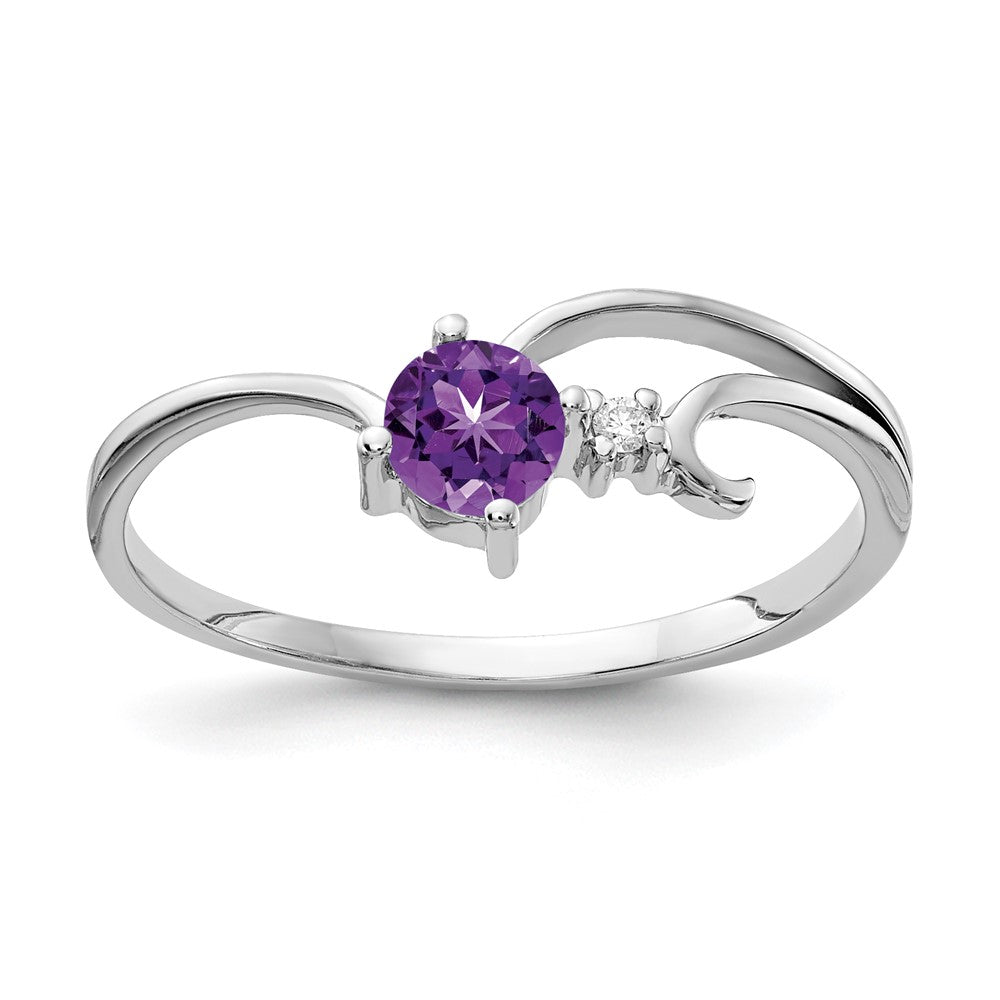 Image of ID 1 14k White Gold 4mm Amethyst A Real Diamond ring