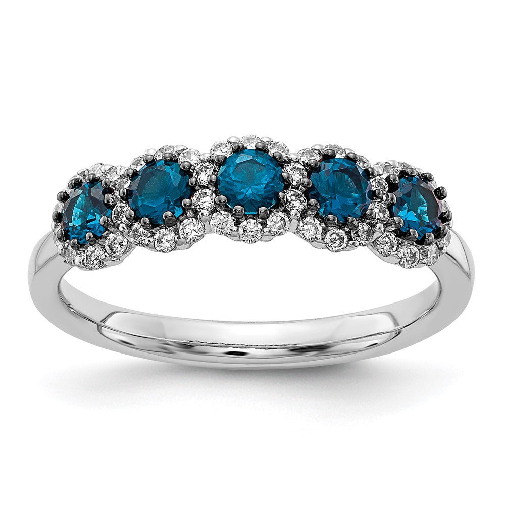 Image of ID 1 14k White Gold 5-stone Blue/White Real Diamond Ring