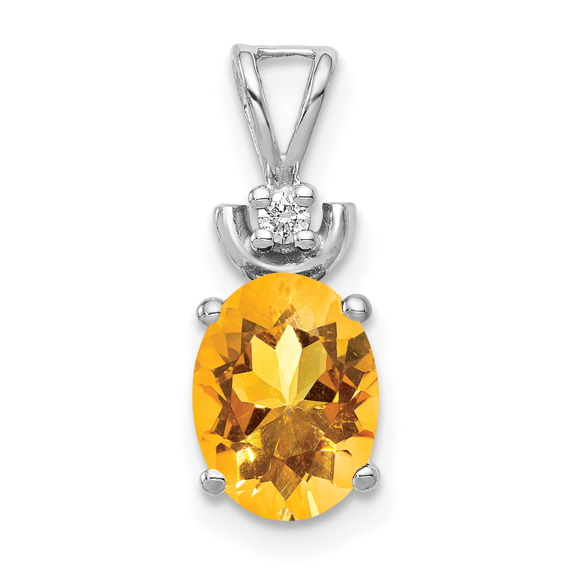 Image of ID 1 14k White Gold 8x6mm Oval Citrine A Diamond Pendant