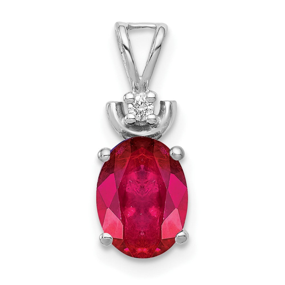 Image of ID 1 14k White Gold 8x6mm Oval Ruby AAA Diamond Pendant