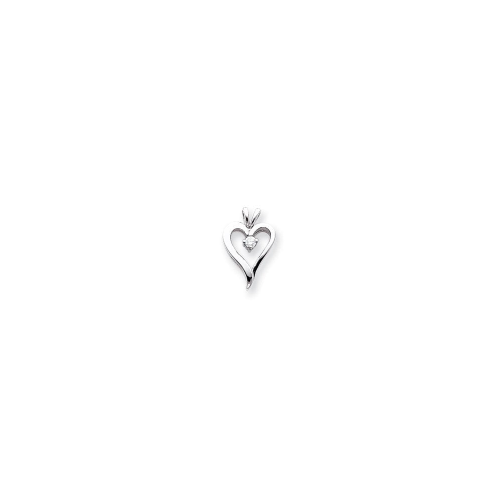 Image of ID 1 14k White Gold AA Diamond Heart Pendant