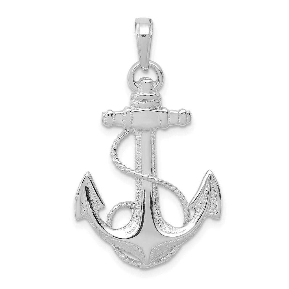 Image of ID 1 14k White Gold Anchor w/Rope Pendant