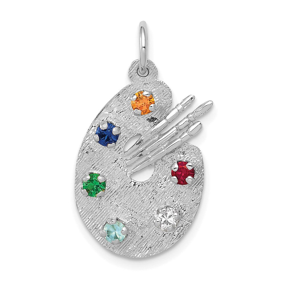 Image of ID 1 14k White Gold Artist Palette with CZ Stones Charm