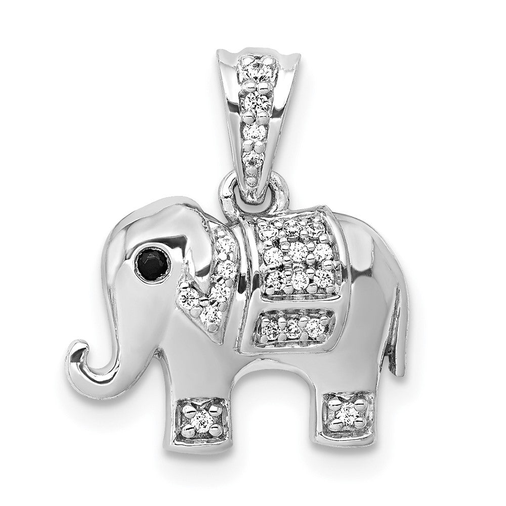 Image of ID 1 14k White Gold Black/White Real Diamond Elephant Pendant