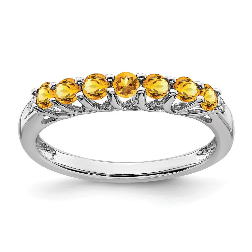 Image of ID 1 14k White Gold Citrine and Real Diamond 7-stone Ring