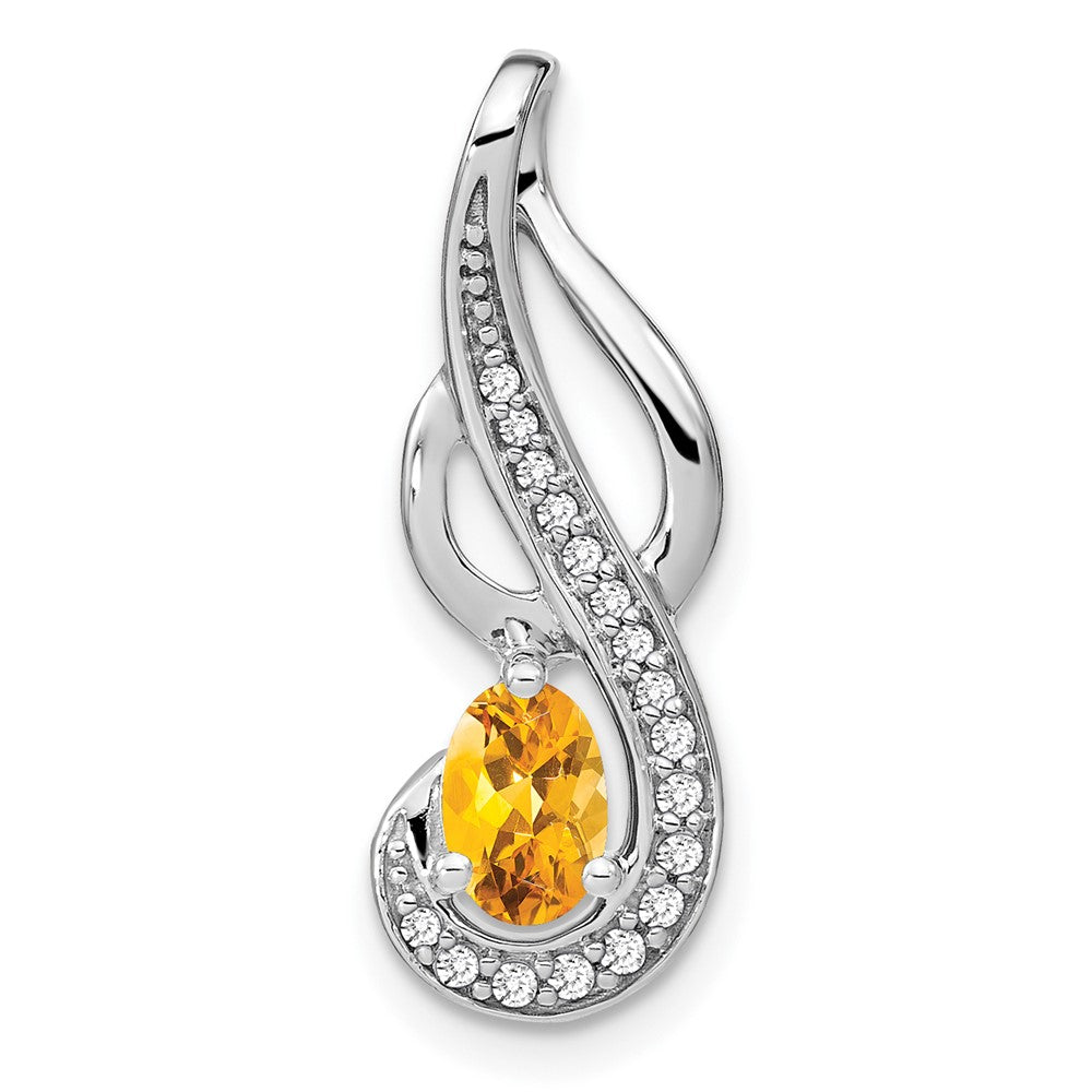 Image of ID 1 14k White Gold Citrine and Real Diamond Swirl Pendant