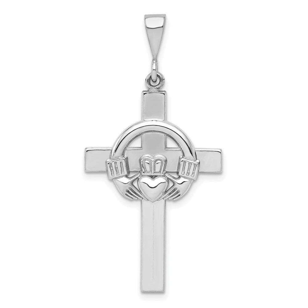 Image of ID 1 14k White Gold Claddagh Cross Pendant