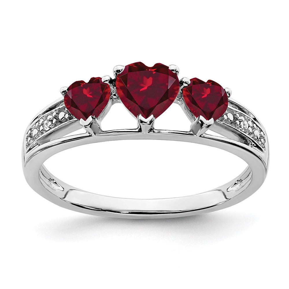 Image of ID 1 14k White Gold Cr Ruby and Real Diamond Heart Ring