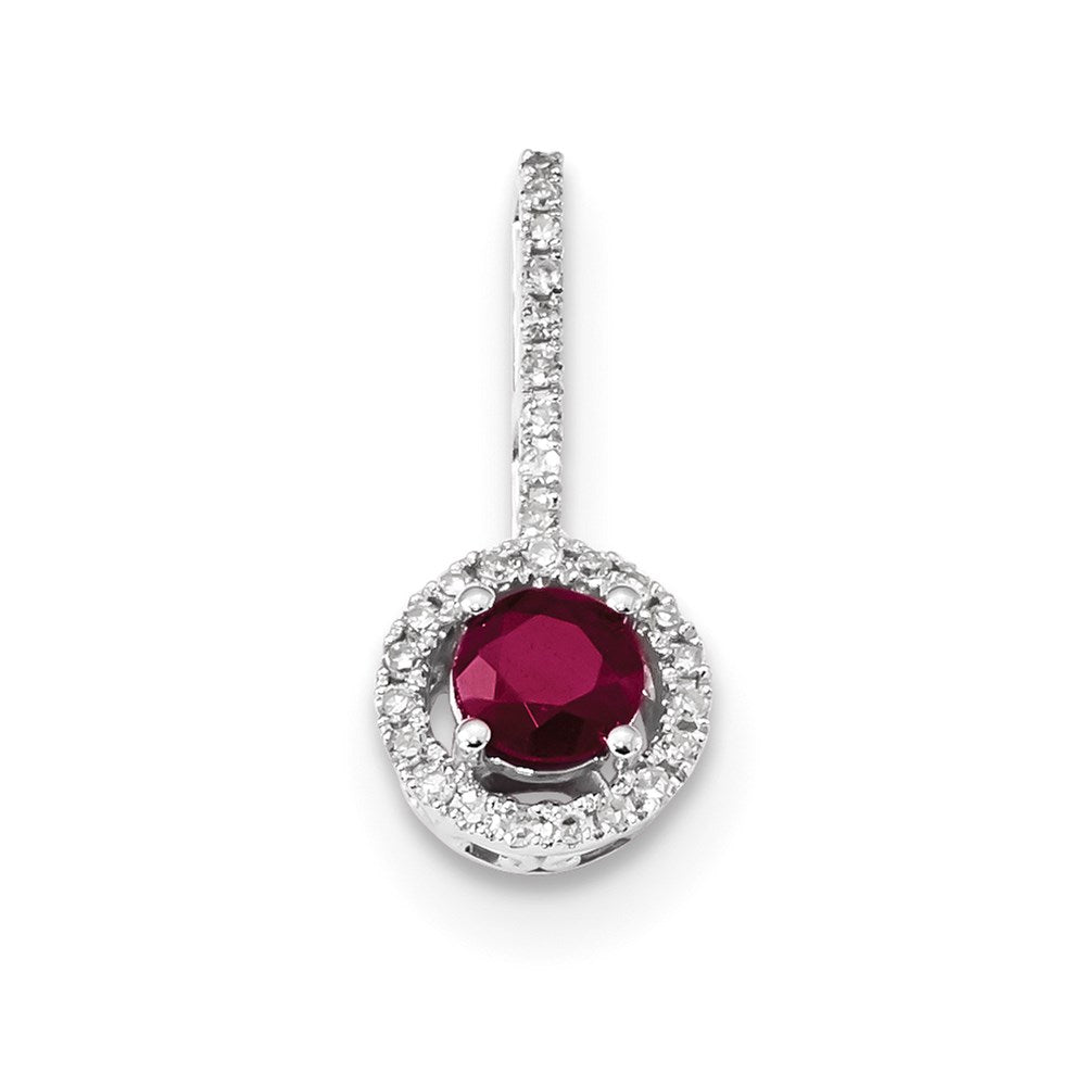 Image of ID 1 14k White Gold Diamond and Ruby Pendant