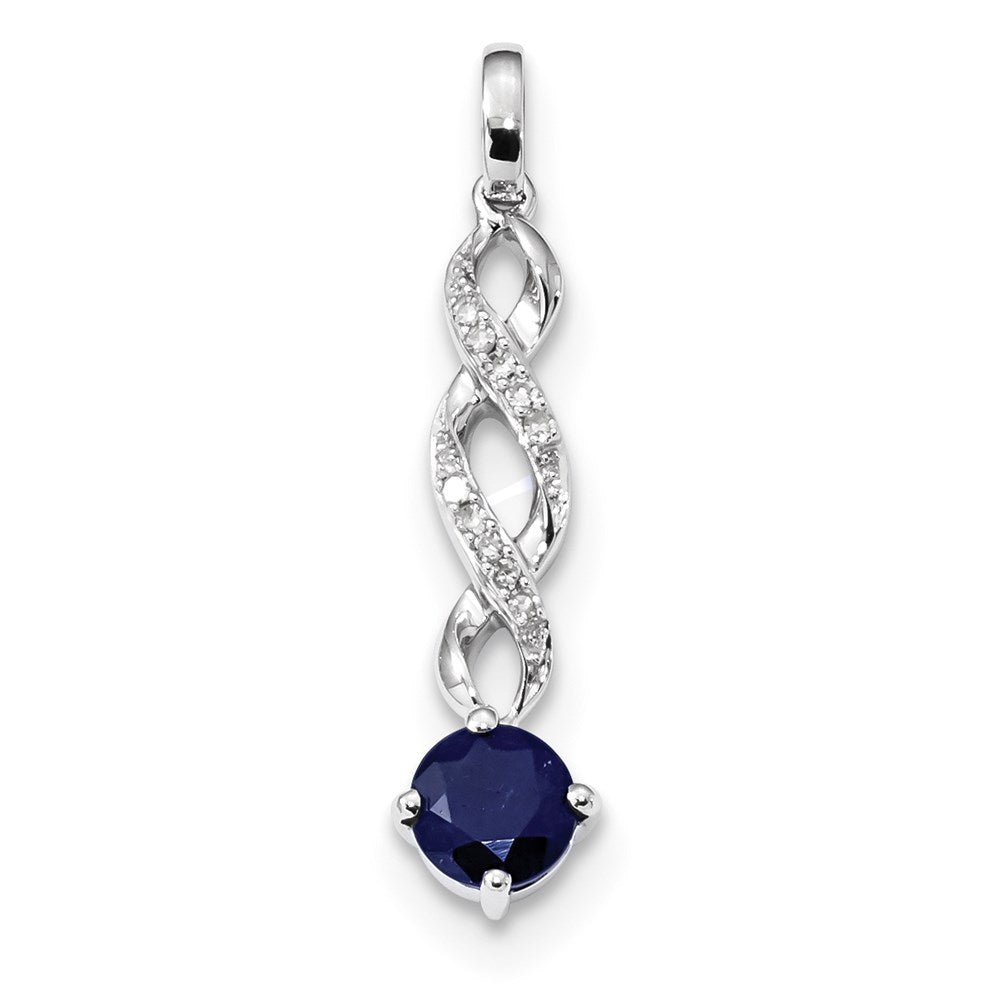 Image of ID 1 14k White Gold Diamond and Sapphire Twist Pendant