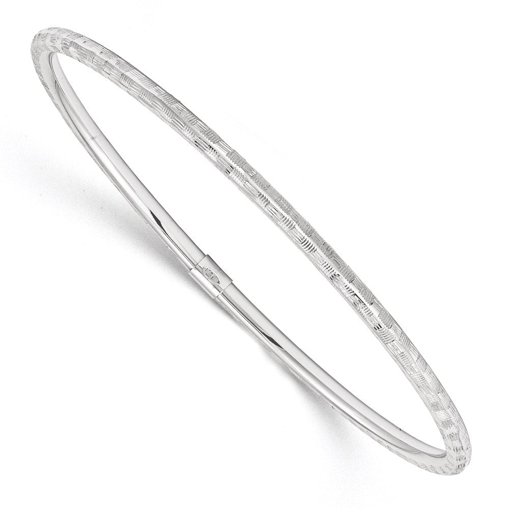 Image of ID 1 14k White Gold Diamond-cut Slip on Bangle