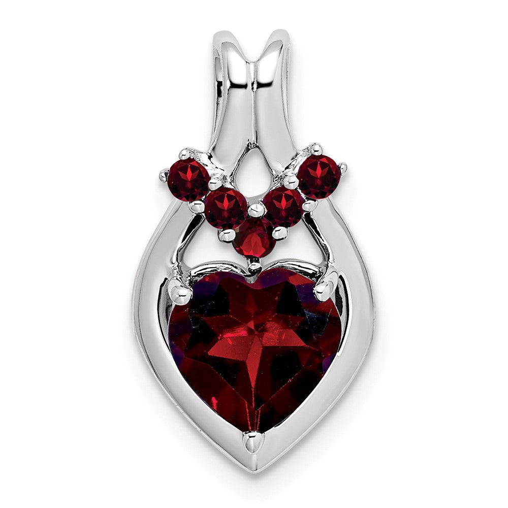 Image of ID 1 14k White Gold Garnet Heart Pendant