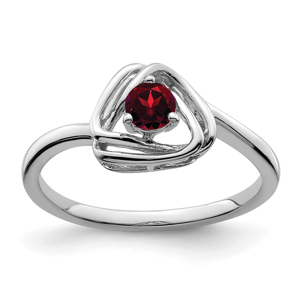 Image of ID 1 14k White Gold Garnet Triangle Ring