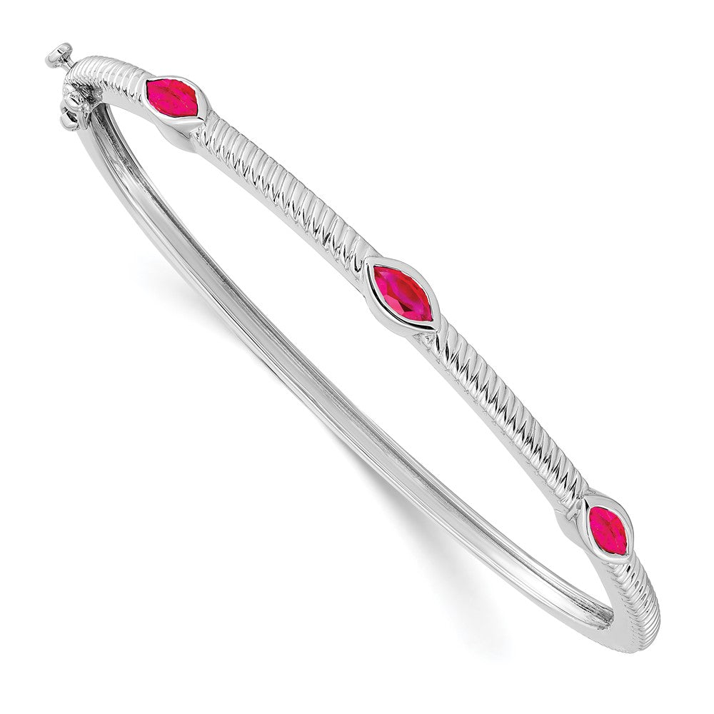 Image of ID 1 14k White Gold Marquise Ruby Bangle