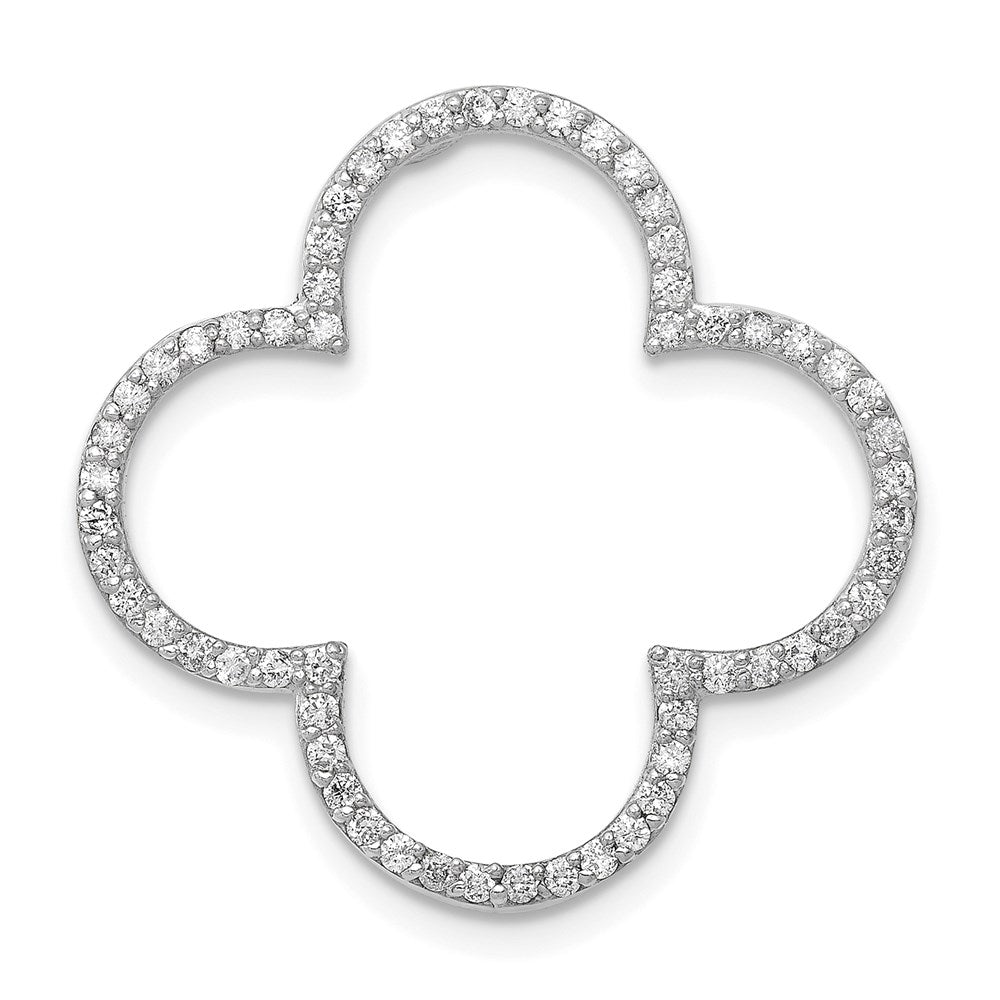 Image of ID 1 14k White Gold Medium Real Diamond Quatrefoil Design Pendant