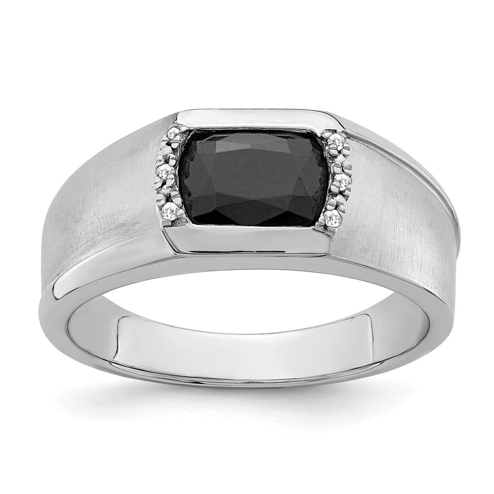 Image of ID 1 14k White Gold Onyx and Real Diamond Mens Ring