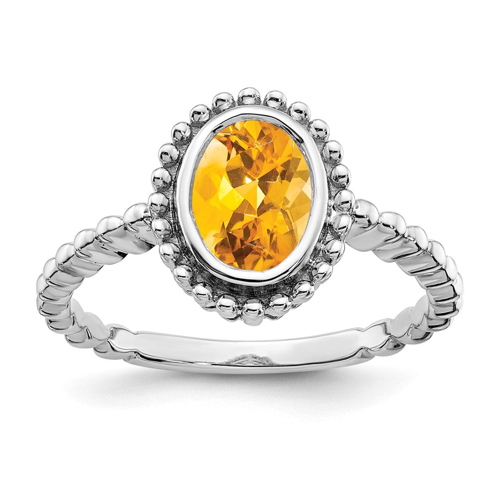 Image of ID 1 14k White Gold Oval Citrine Ring