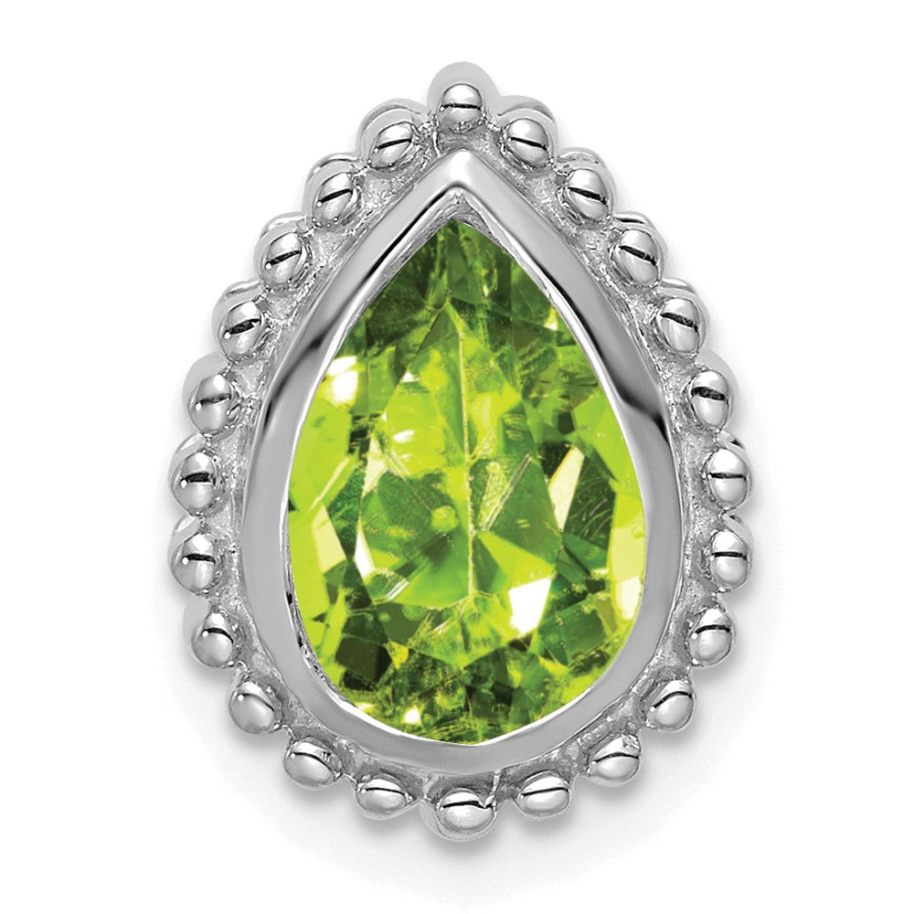 Image of ID 1 14k White Gold Pear Peridot Chain Slide