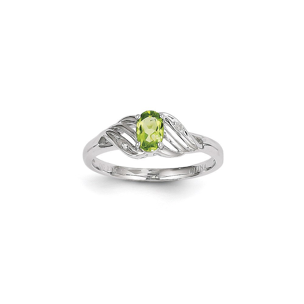 Image of ID 1 14k White Gold Peridot Diamond Ring