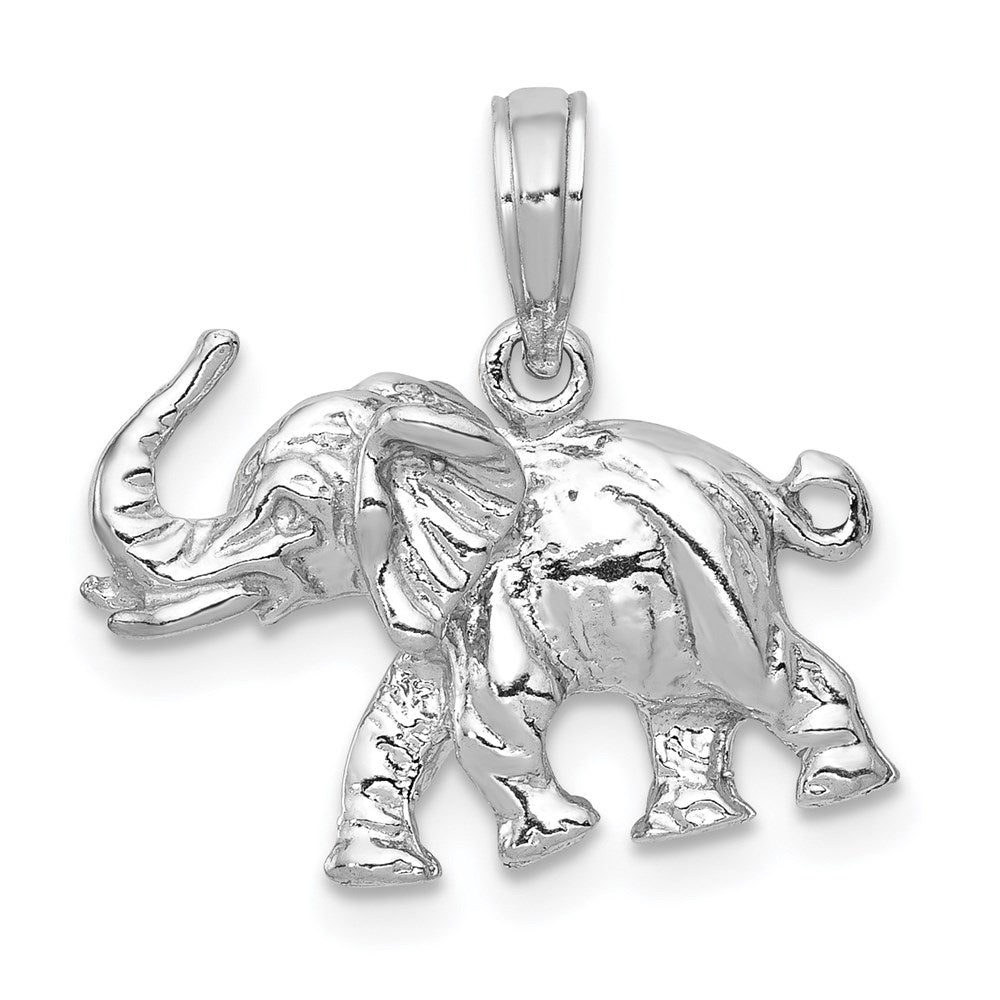 Image of ID 1 14k White Gold Polished 3-D Elephant Pendant