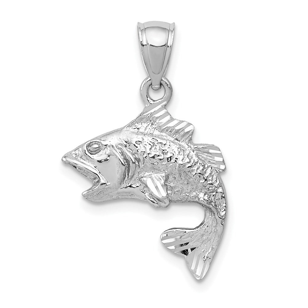 Image of ID 1 14k White Gold Polished Textured Bass Pendant