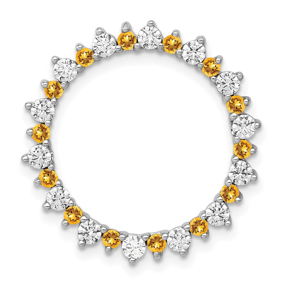 Image of ID 1 14k White Gold Real Diamond & 42 Citrine Fancy Circle Chain Slide