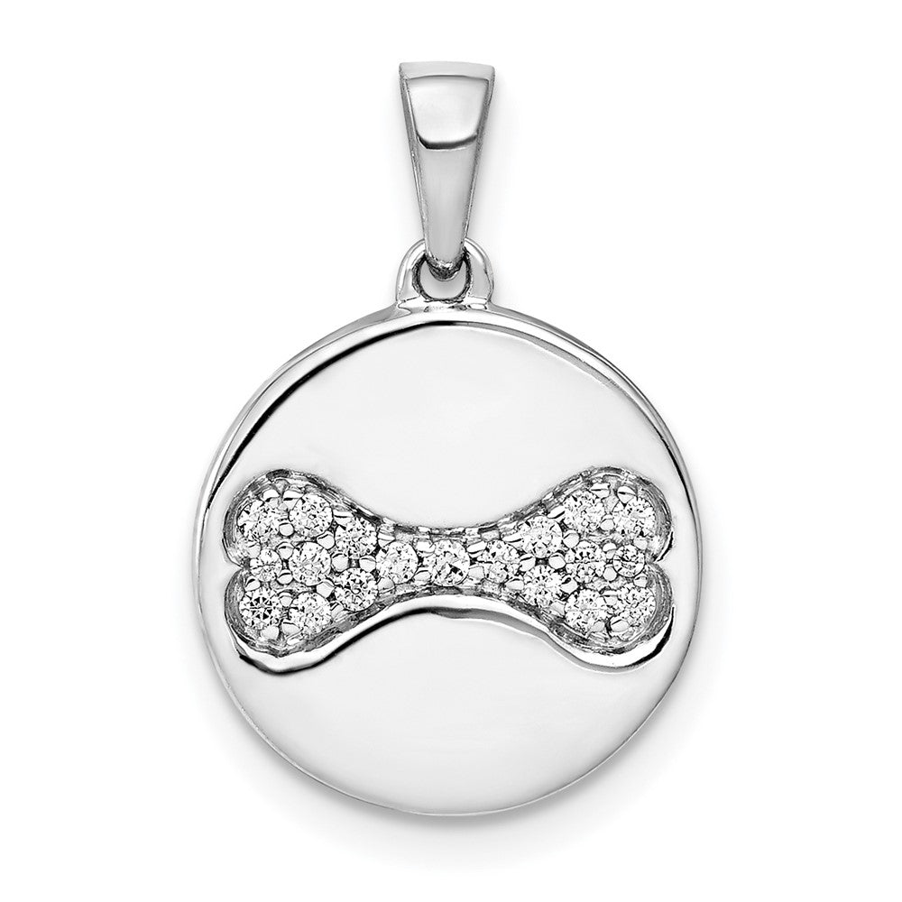 Image of ID 1 14k White Gold Real Diamond Bone Pendant