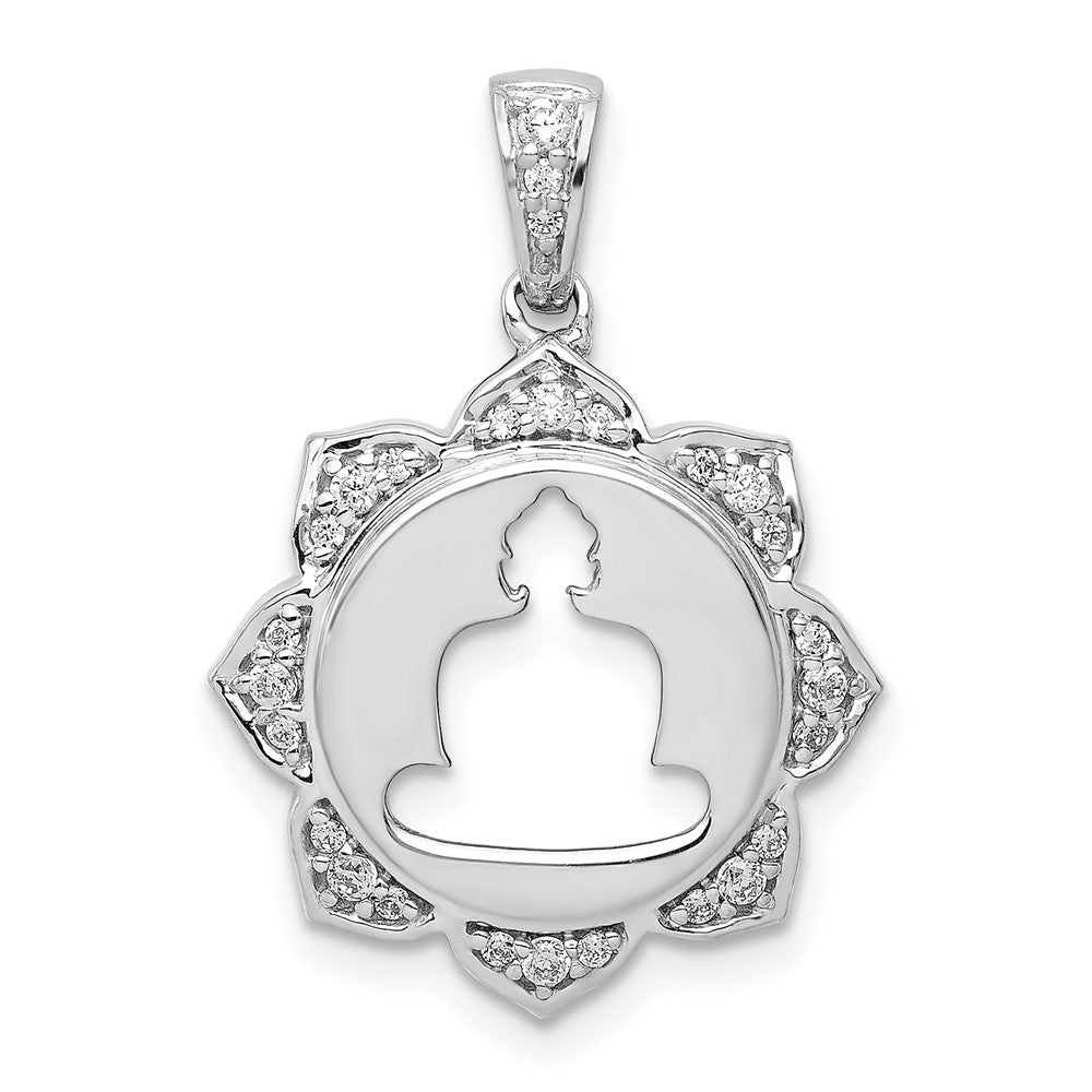 Image of ID 1 14k White Gold Real Diamond Buddha Pendant