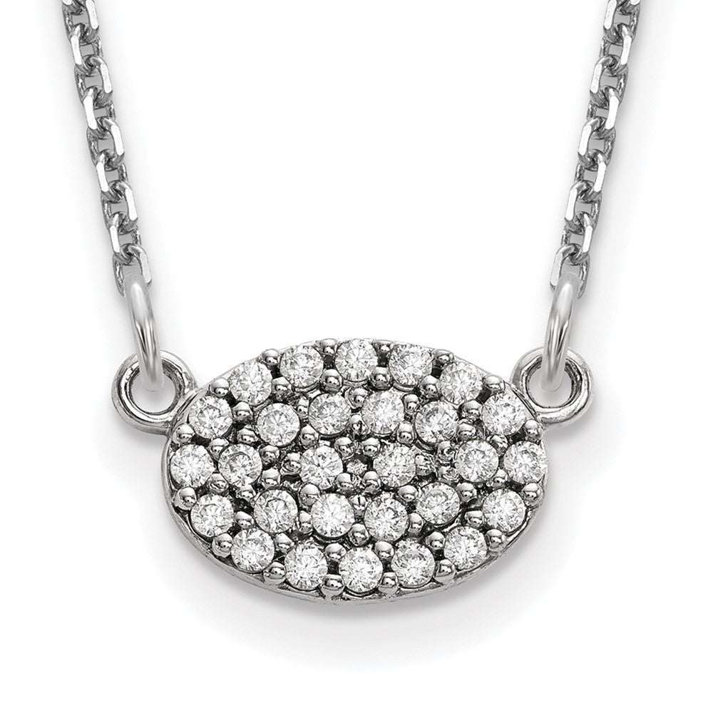 Image of ID 1 14k White Gold Real Diamond Cluster Oval Necklace