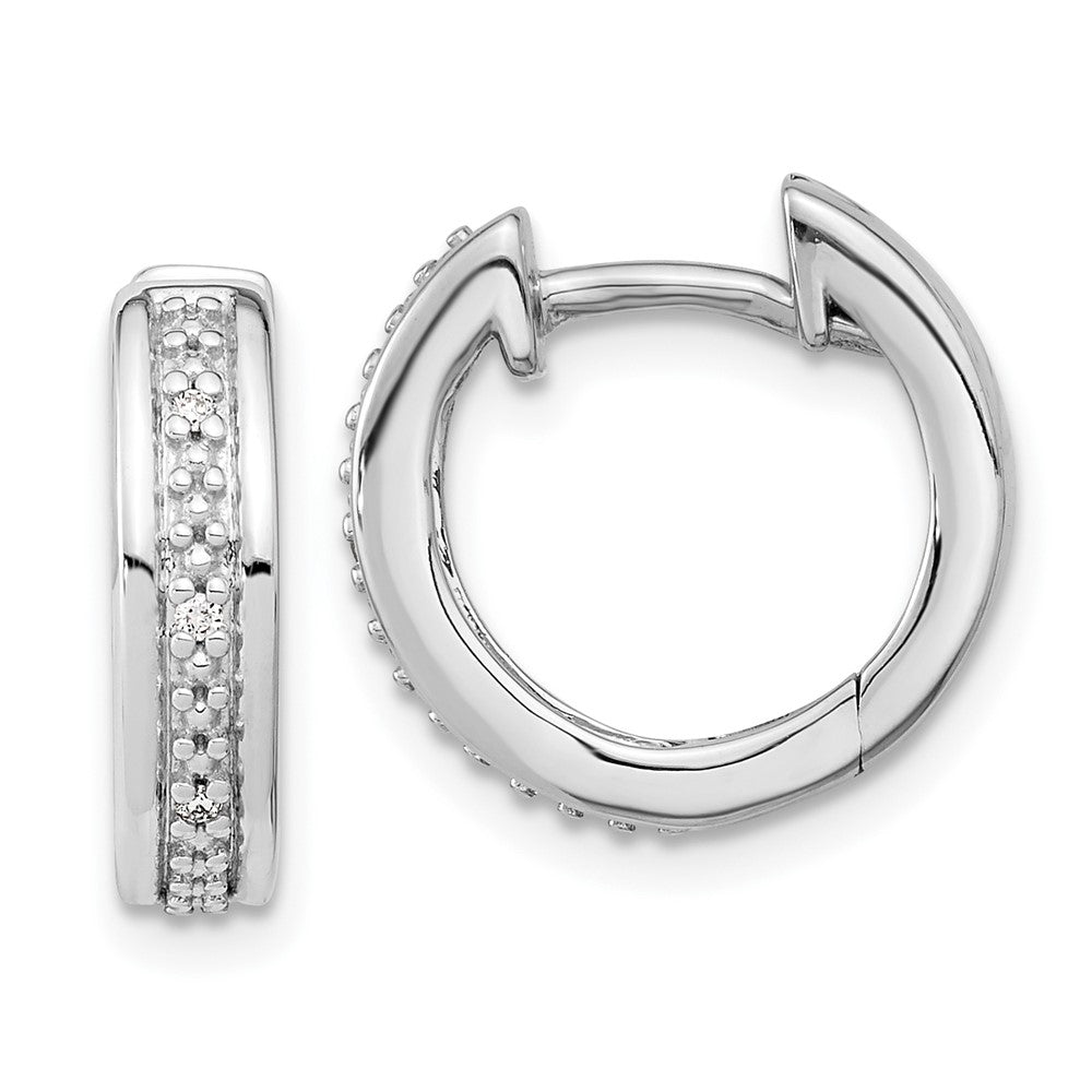 Image of ID 1 14k White Gold Real Diamond Complete Hinged Hoop Earrings