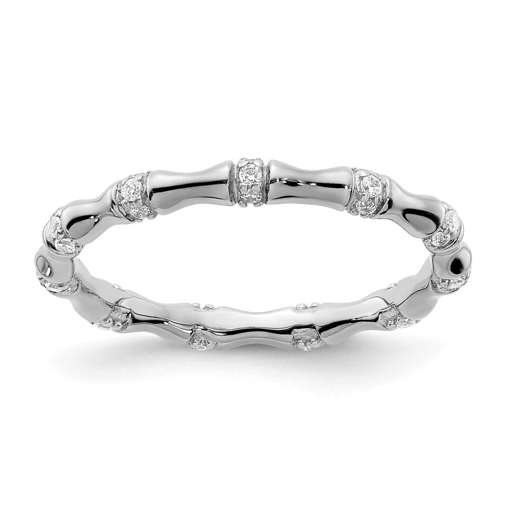 Image of ID 1 14k White Gold Real Diamond Fancy Bamboo Ring