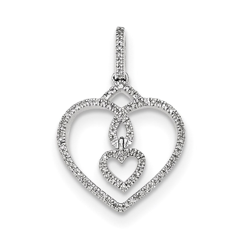 Image of ID 1 14k White Gold Real Diamond Hearts Pendant