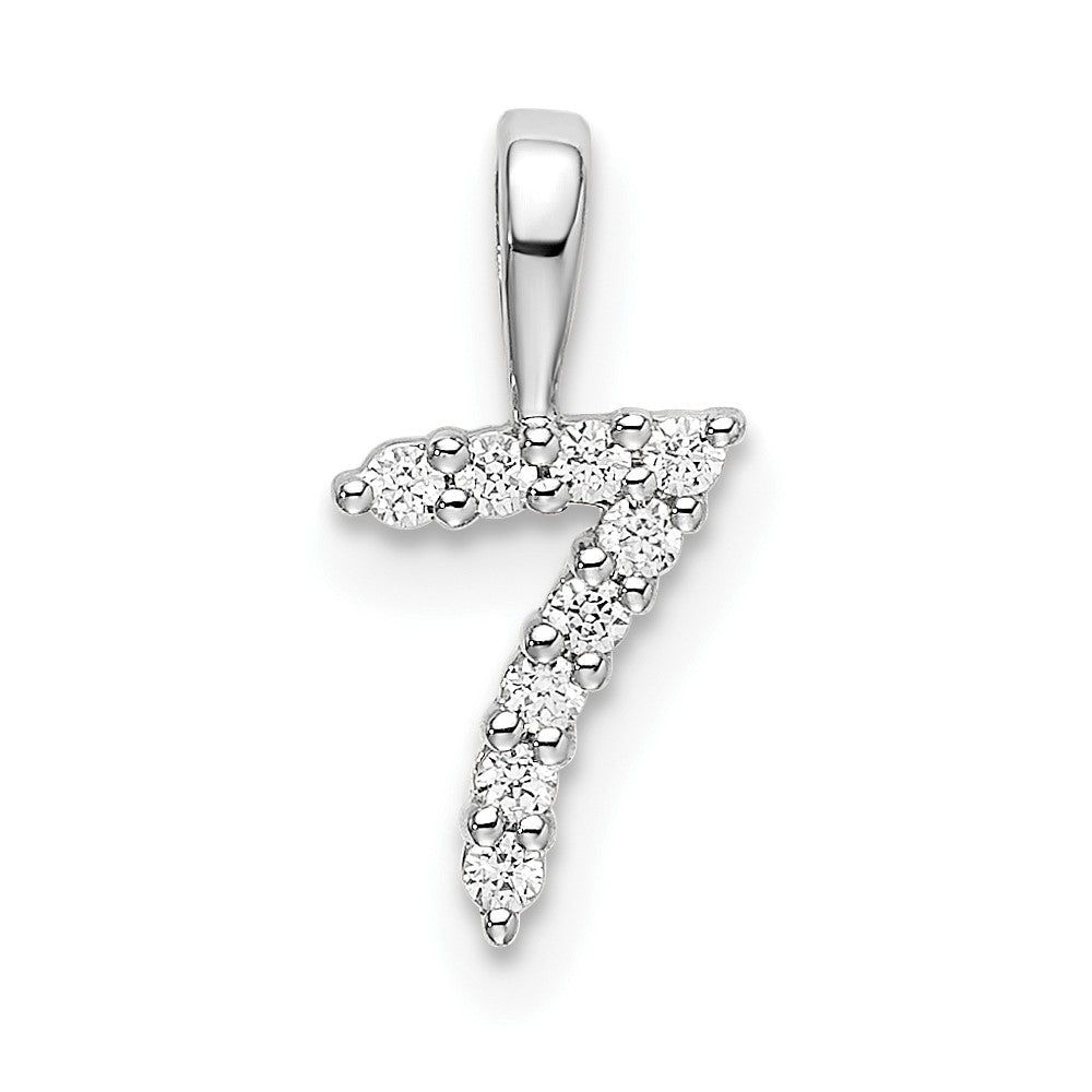 Image of ID 1 14k White Gold Real Diamond Number 7 Pendant