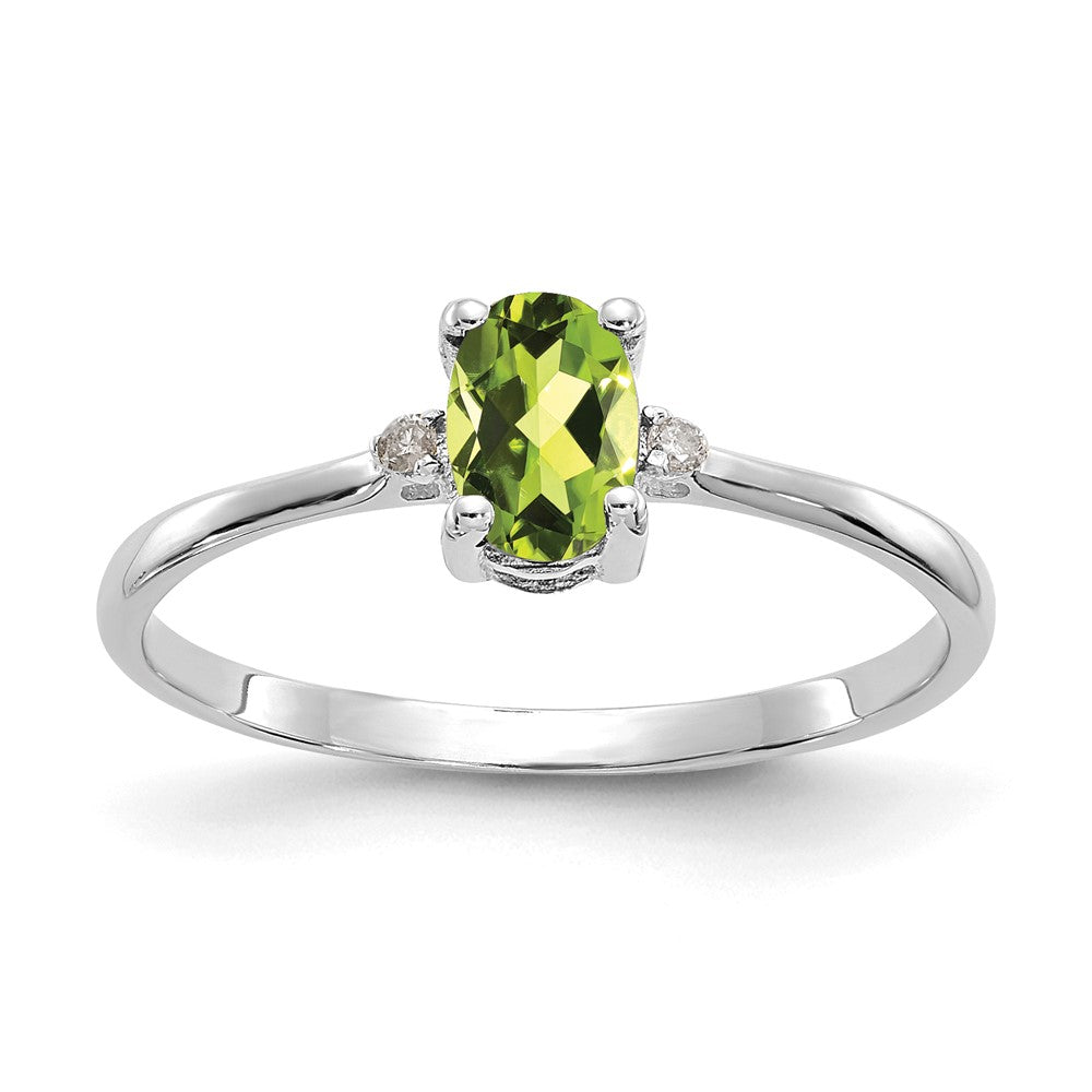 Image of ID 1 14k White Gold Real Diamond & Peridot Birthstone Ring