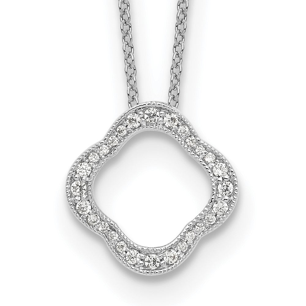 Image of ID 1 14k White Gold Real Diamond Quatrefoil Pendant