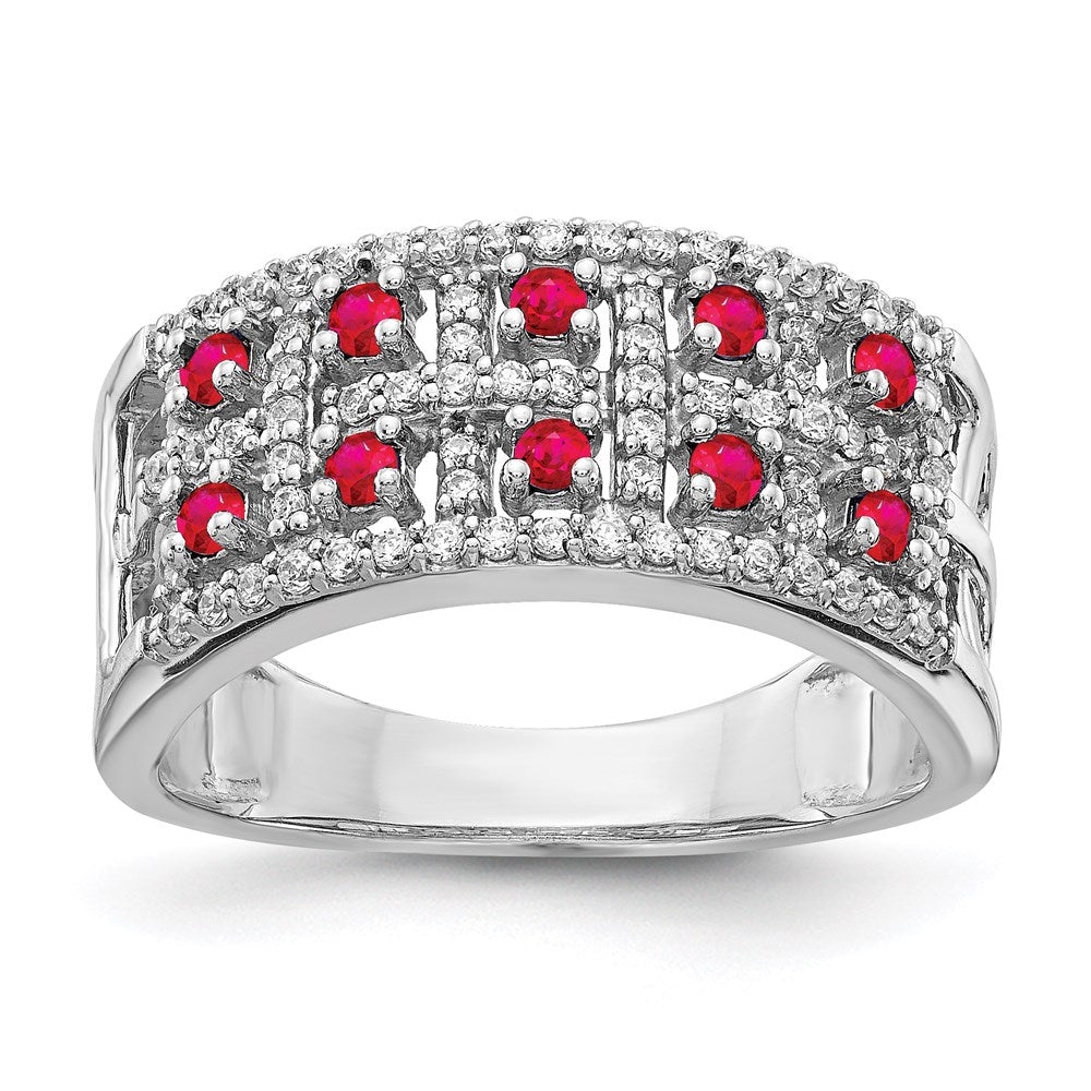 Image of ID 1 14k White Gold Real Diamond & Ruby Fancy Ring