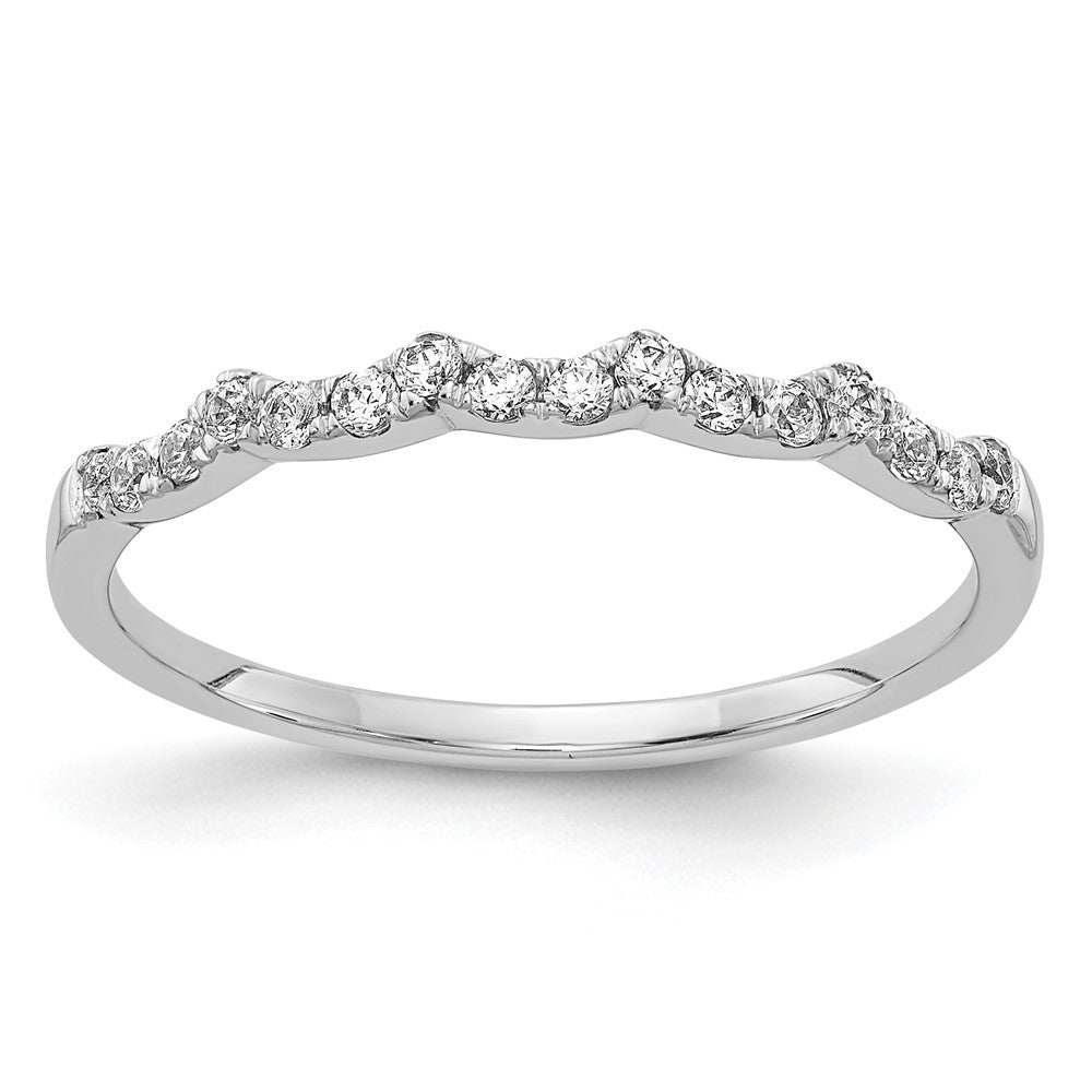 Image of ID 1 14k White Gold Real Diamond Scalloped Ring