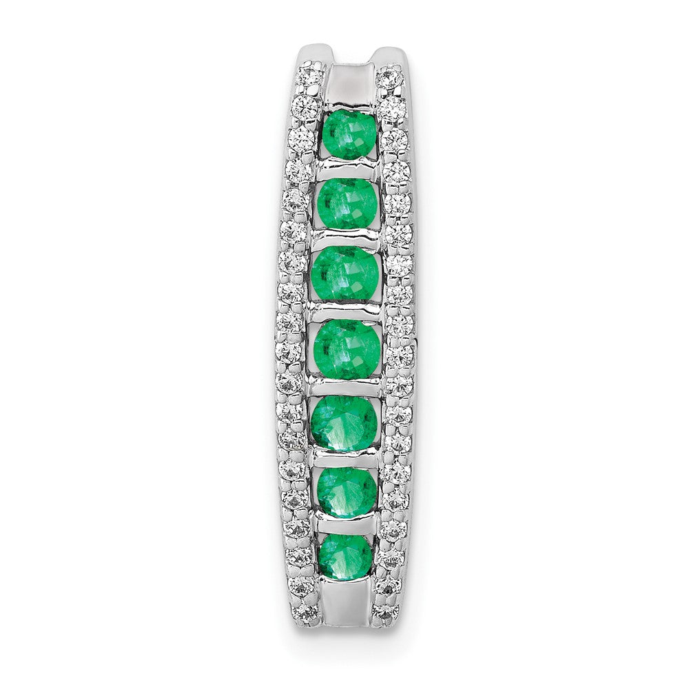 Image of ID 1 14k White Gold Real Diamond and Emerald Fancy Chain Slide
