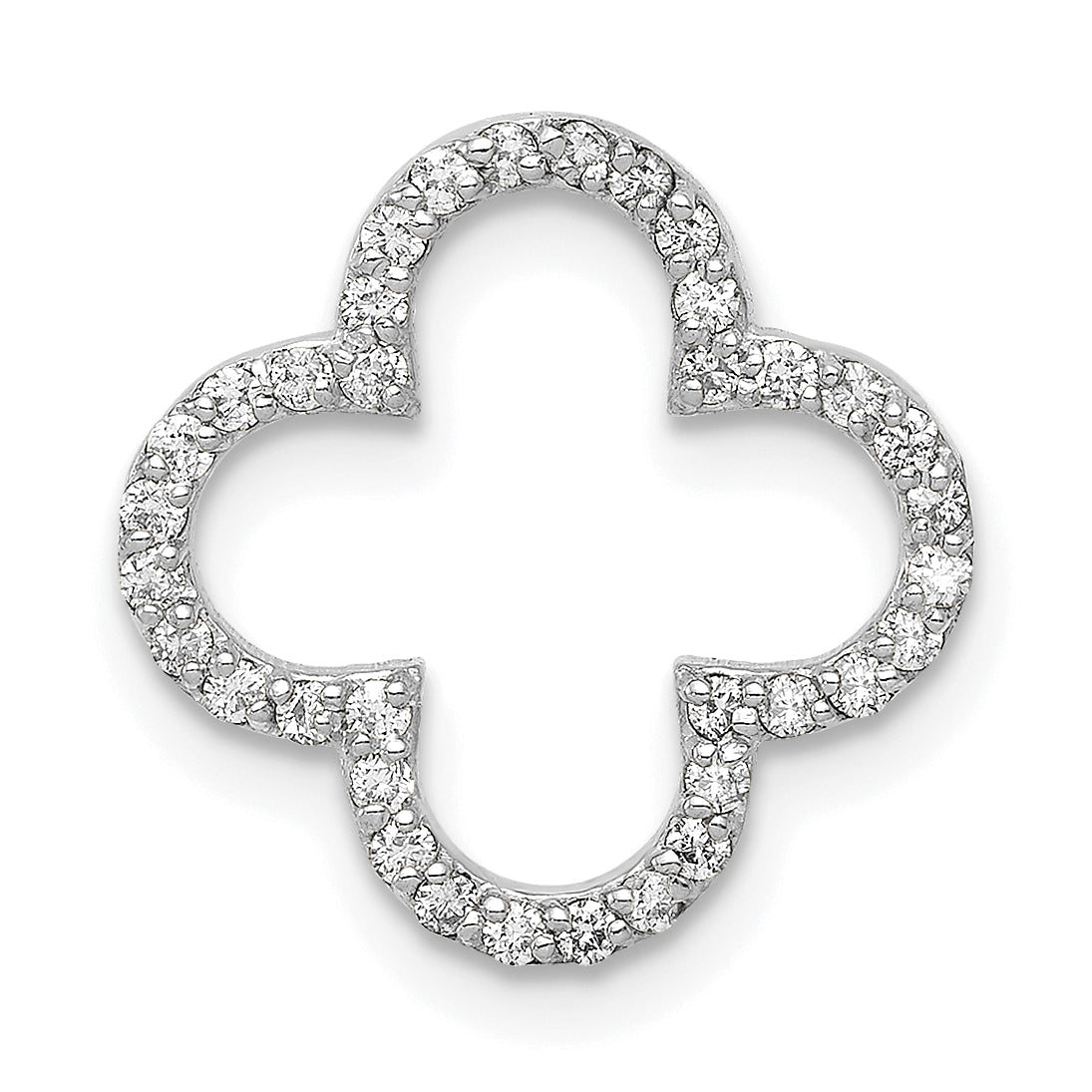 Image of ID 1 14k White Gold Small Diamond Quatrefoil Design Pendant