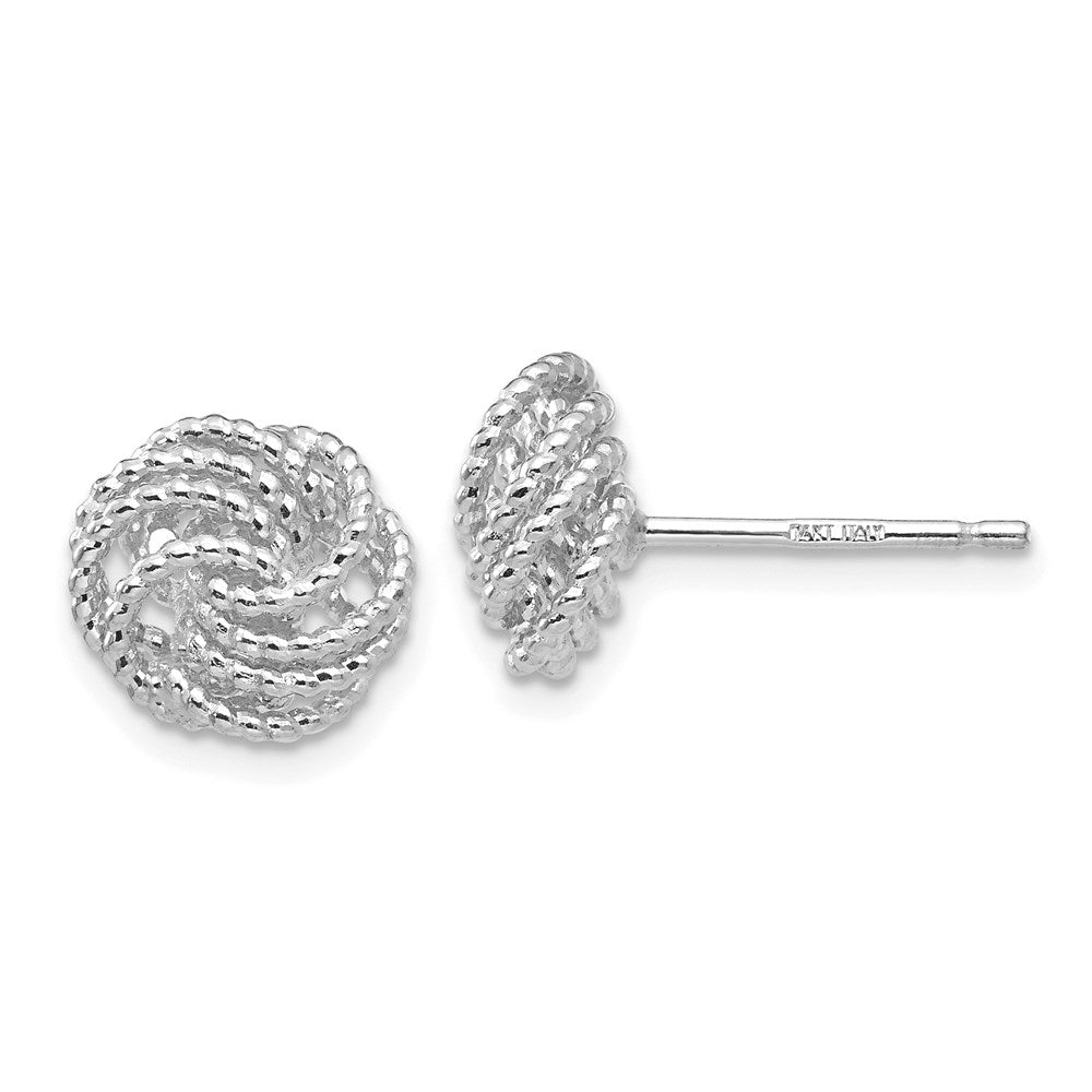 Image of ID 1 14k White Gold Textured Love Knot Post Earrings