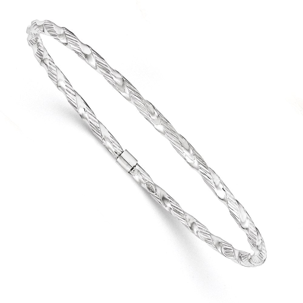 Image of ID 1 14k White Gold Twisted Textured Bangle