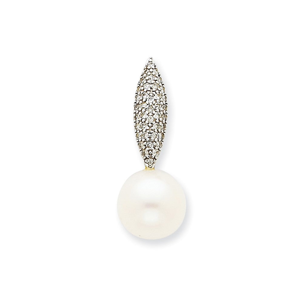 Image of ID 1 14k White Gold WG Diamond FW Cultured Pearl Pendant