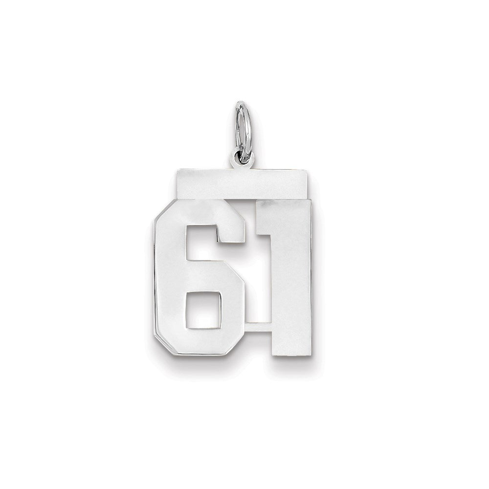 Image of ID 1 14k White Gold WG Medium Polished Number 61 Charm