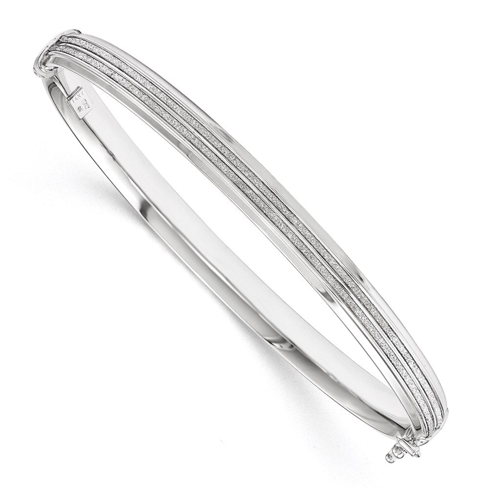 Image of ID 1 14k White Gold with Glitter Hinged Bangle