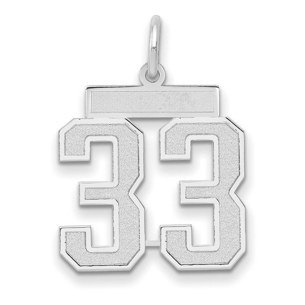 Image of ID 1 14k White Goldw Medium Satin Number 33 Charm