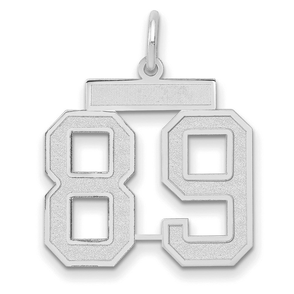 Image of ID 1 14k White Goldw Medium Satin Number 89 Charm