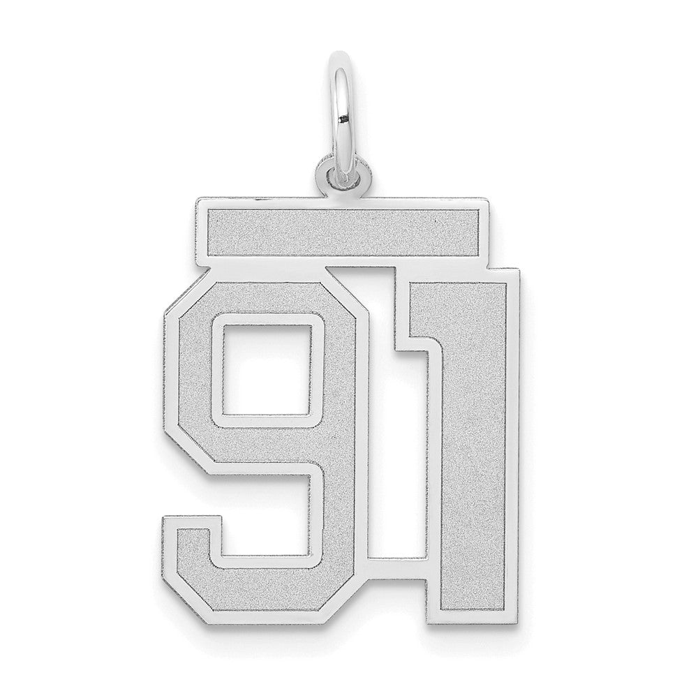 Image of ID 1 14k White Goldw Medium Satin Number 91 Charm