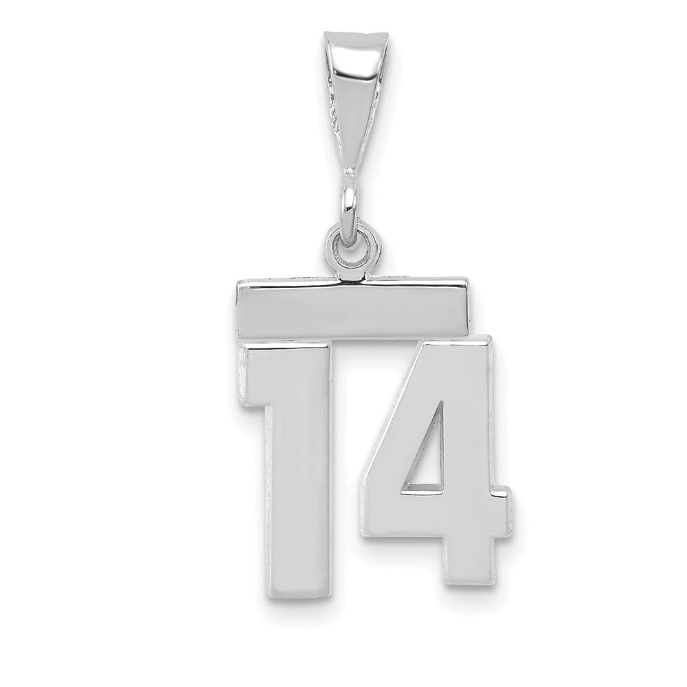 Image of ID 1 14k White Goldw Small Polished Number 14 Charm