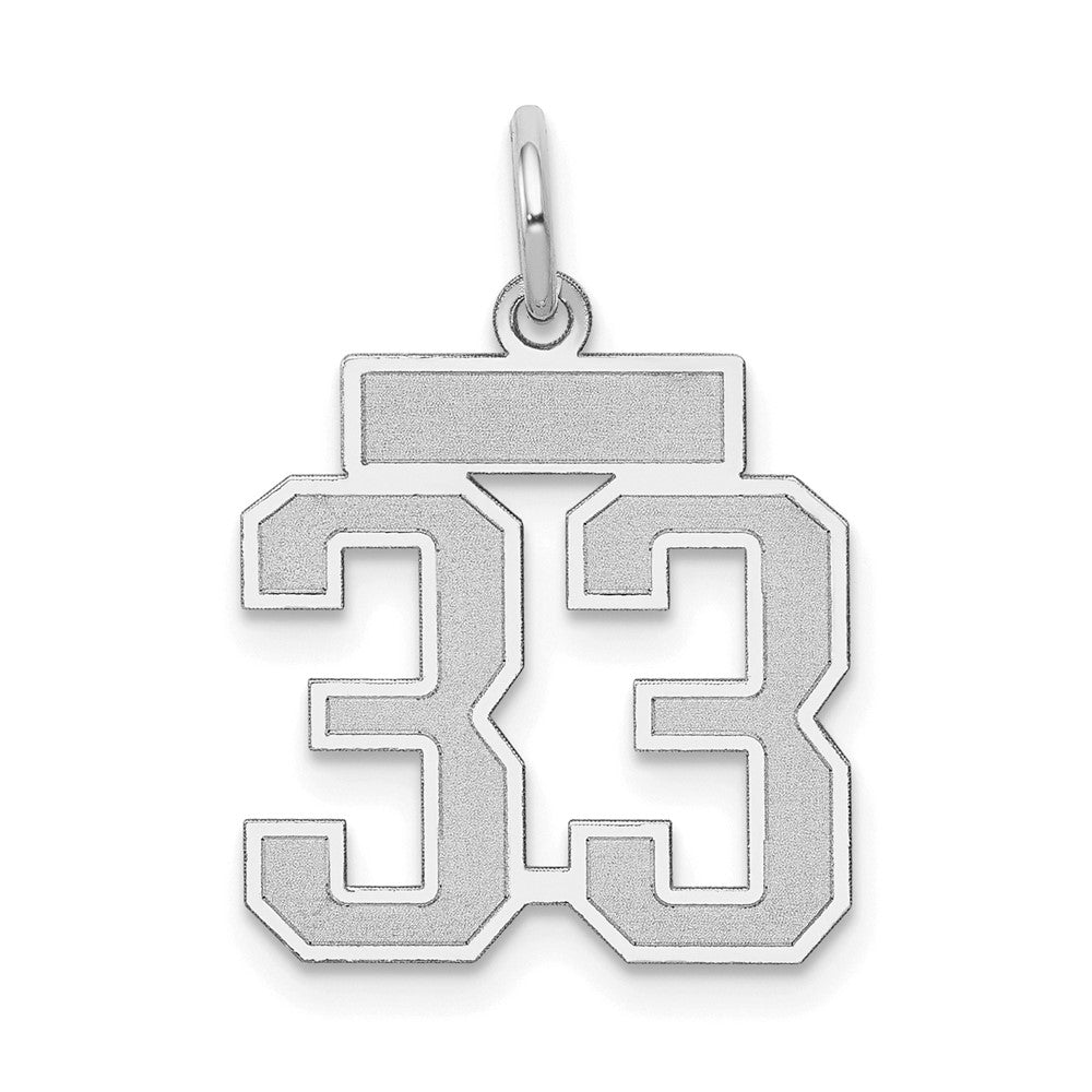 Image of ID 1 14k White Goldw Small Satin Number 33 Charm