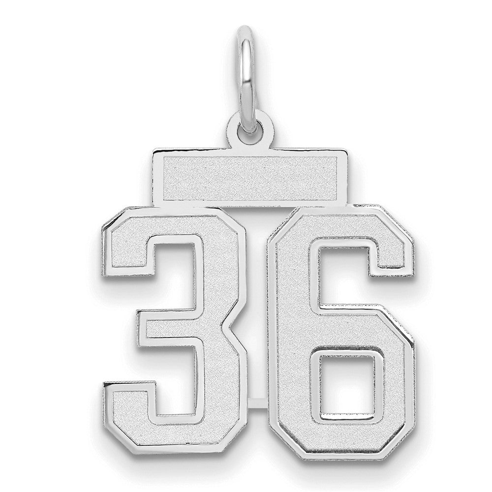 Image of ID 1 14k White Goldw Small Satin Number 36 Charm